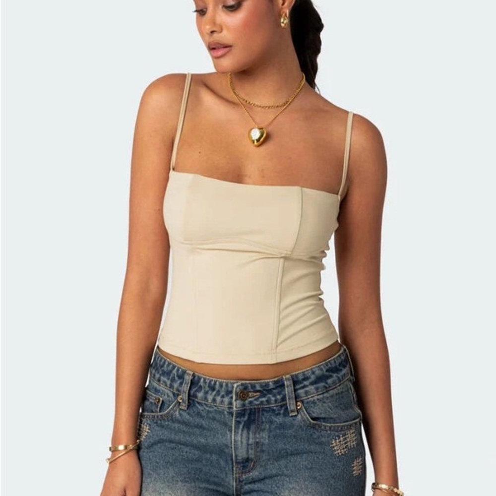 Edikted Cream Fitted Camisole Bustier